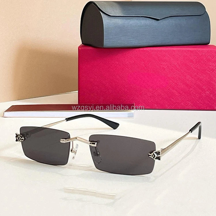 New High Quality Luxury Square Pure Titanium Anti Blue Light Myopia Glasses Frameless Designer Prescription Optical Glasses Blue