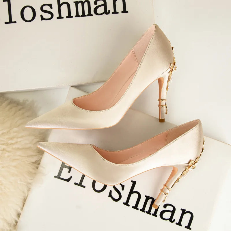 Escarpin Femm Talon Haut  Fashion Luxury Braid Wedding Shoes High Stiletto Heels for Ladies