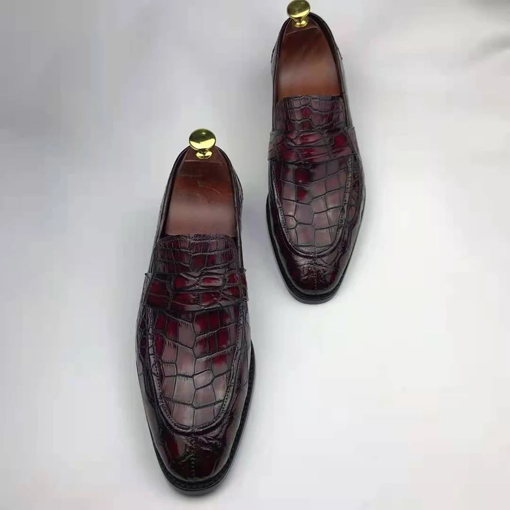 Popular Design Mens Loafer Shoes Stylish Luxury Men's Leather Shoes Top Quality Genuine Crocodile Leather Goodyear Men's Shoes