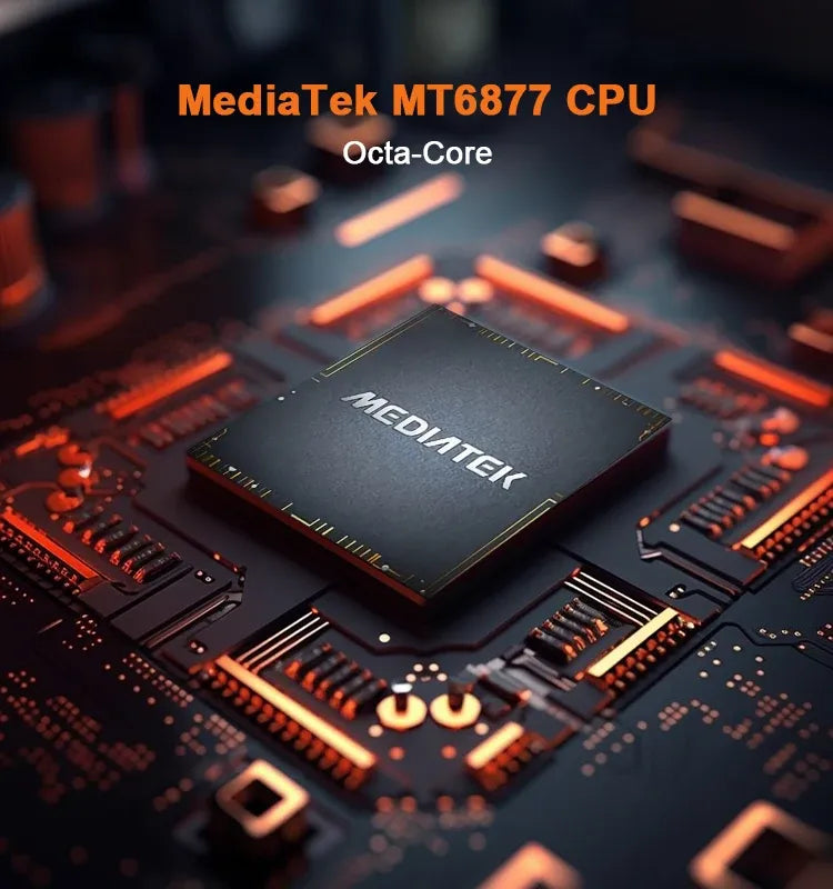 Rugged PDA processor chip labeled MediaTek MT6877 on circuit board