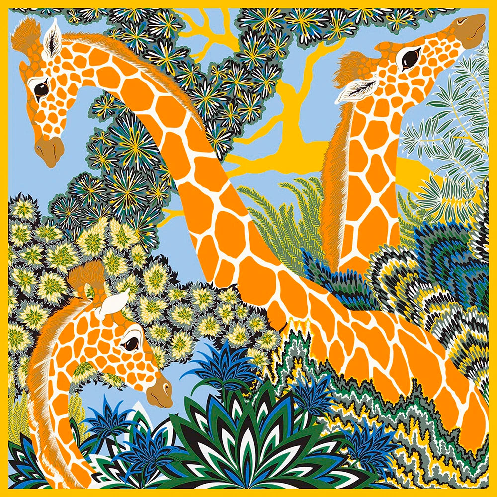 Luxurious 90*90cm Square Three Graces Digital Printed Silk Scarf Gift for Women's Skin Friendly Elegant Fashion Accessory