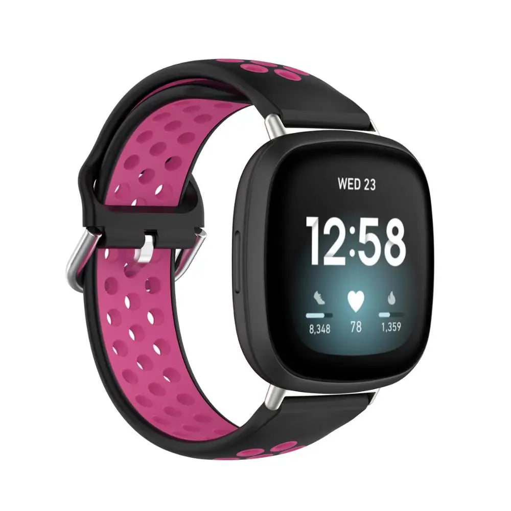 Colorful soft silicone sport wrist strap for Fitbit Versa 3 and Sense smartwatches by Tidesmit