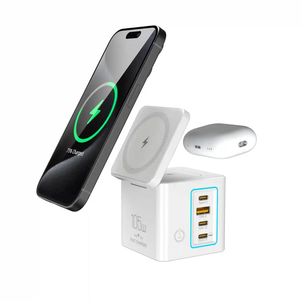 6-in-1 Wireless Charging Tower - Qi Certified Multi-Device Station Tidesmit