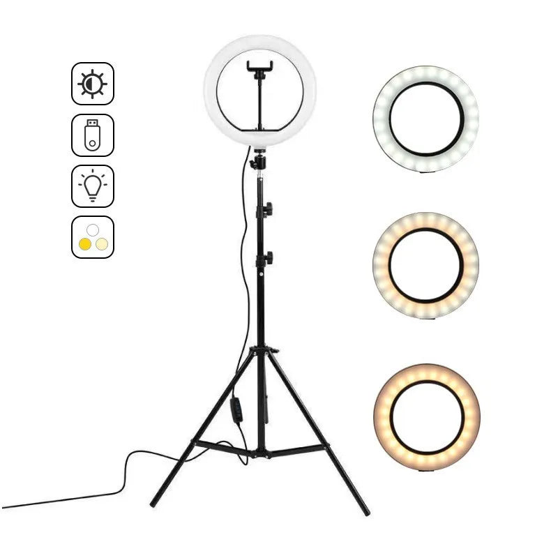 10-Inch LED Ring Light with Adjustable Tripod Stand for Content Creation Tidesmit