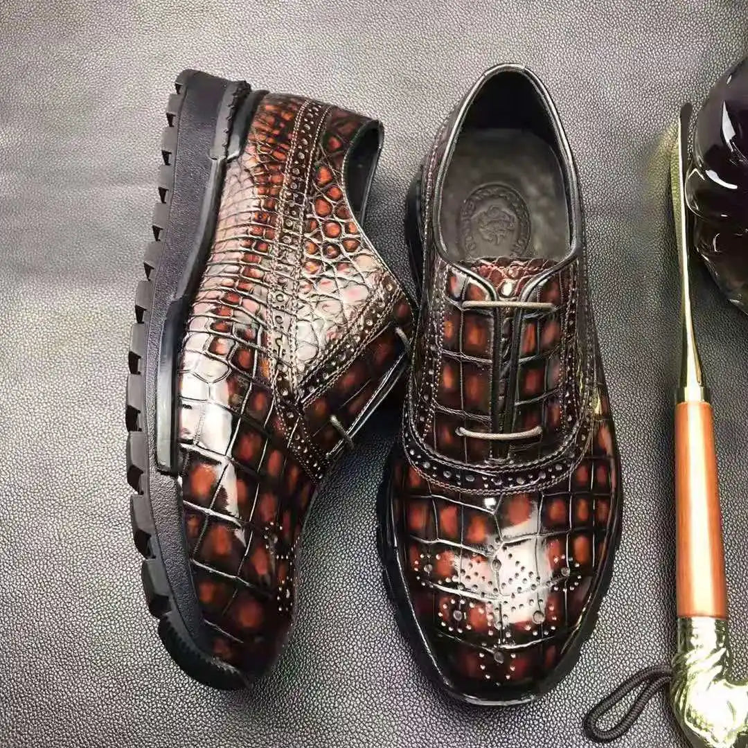 Goodyear New Arrival Sport Shoes Men Sneaker Luxury Genuine Alligator Leather Walking Style Shoes Man Luxury crocodile Shoes Men