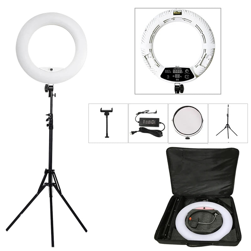 18-Inch Ring Light With Tripod Stand - Dimmable LED Studio Kit White Kit Tidesmit