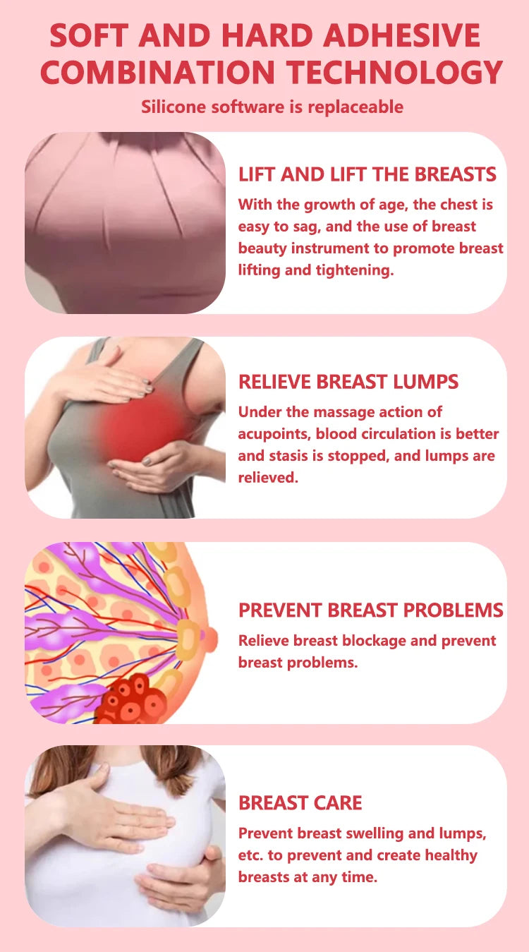 Wireless Breast Enhancement Massager - Portable Heat Therapy Device Massage Cushion Tidesmit