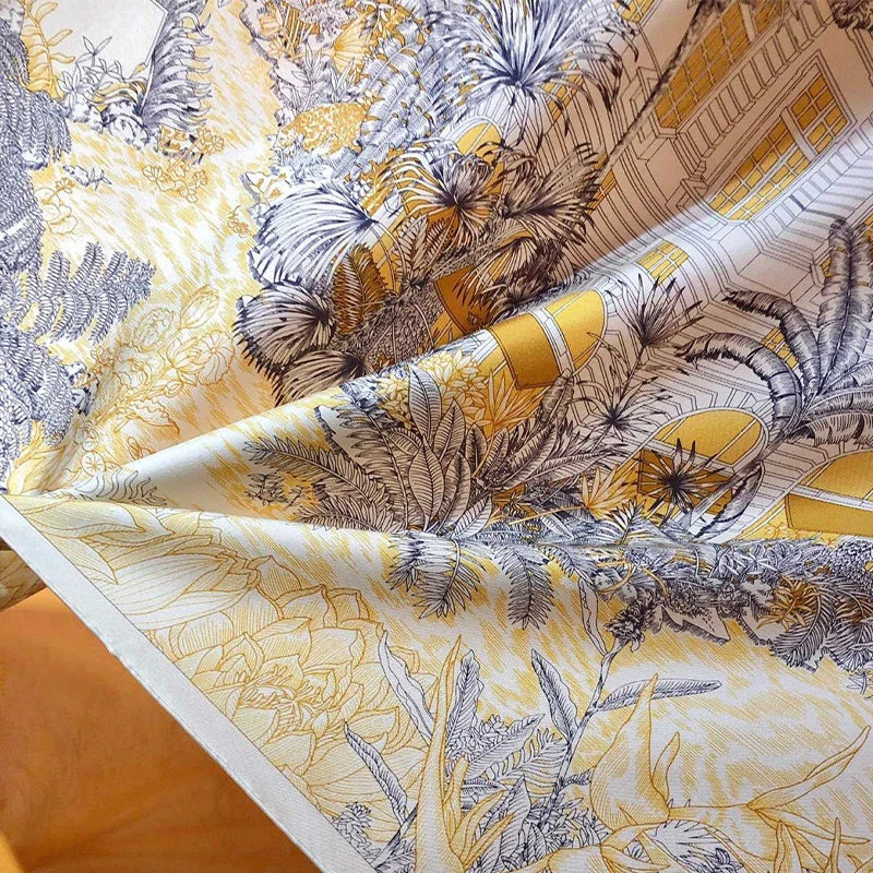Luxurious 90*90cm Square Jungle blessing Silk Scarf Gift Designer Brand Specially Designed Hand rolled for Elegant Individuals