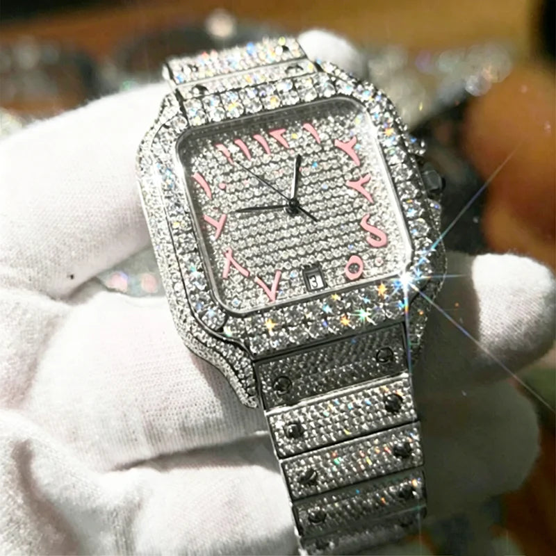 Wholesale Factory VVS Moissanite Diamond Watches Arabian Studded Wrist Iced Out Watch for Gift Hip Hop Iced Out Brand Watches
