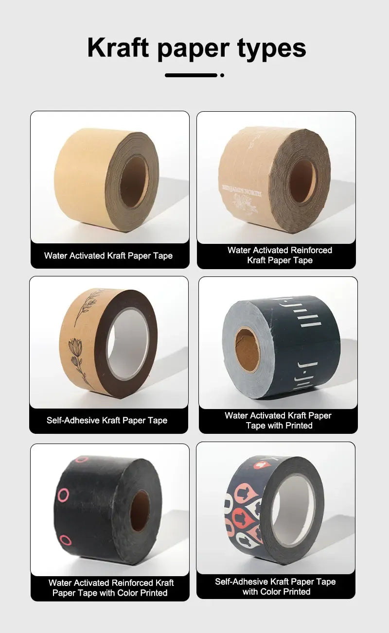 Custom Logo Branded Black Kraft Paper Tape Water Activated Acrylic Reinforced Shipping Packing for Professional Durable Results