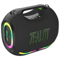 ZEALOT ZE01 120W Wireless Speakers with Subwoofer, IPX6 Waterproof RGB Light, Deep Bass, TWS/TF/AUX/EQ Outdoor for Party Beach Black plastic 1.65''*2 My Store
