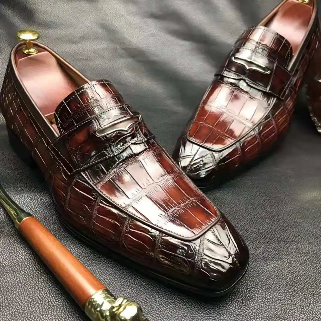 Goodyear Welt High Quality Shoes Men Luxury Handmade Men Shoes Genuine Crocodile Leather Wedding Party Loafers Shoes for Men