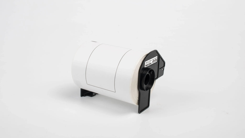 Direct thermal label roll cartridge with exposed label edge, blank white labels