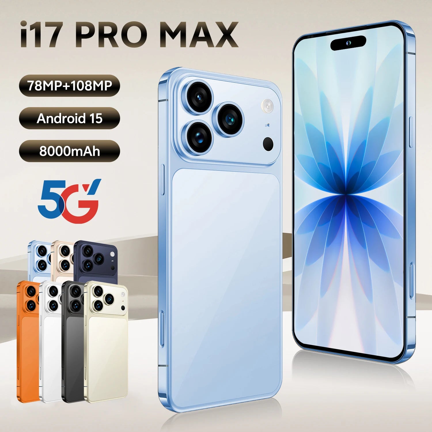 4G Smartphone 7.3 Inch AMOLED 1TB Storage - Tidesmit Essential Series Blue 16g 1TB Tidesmit