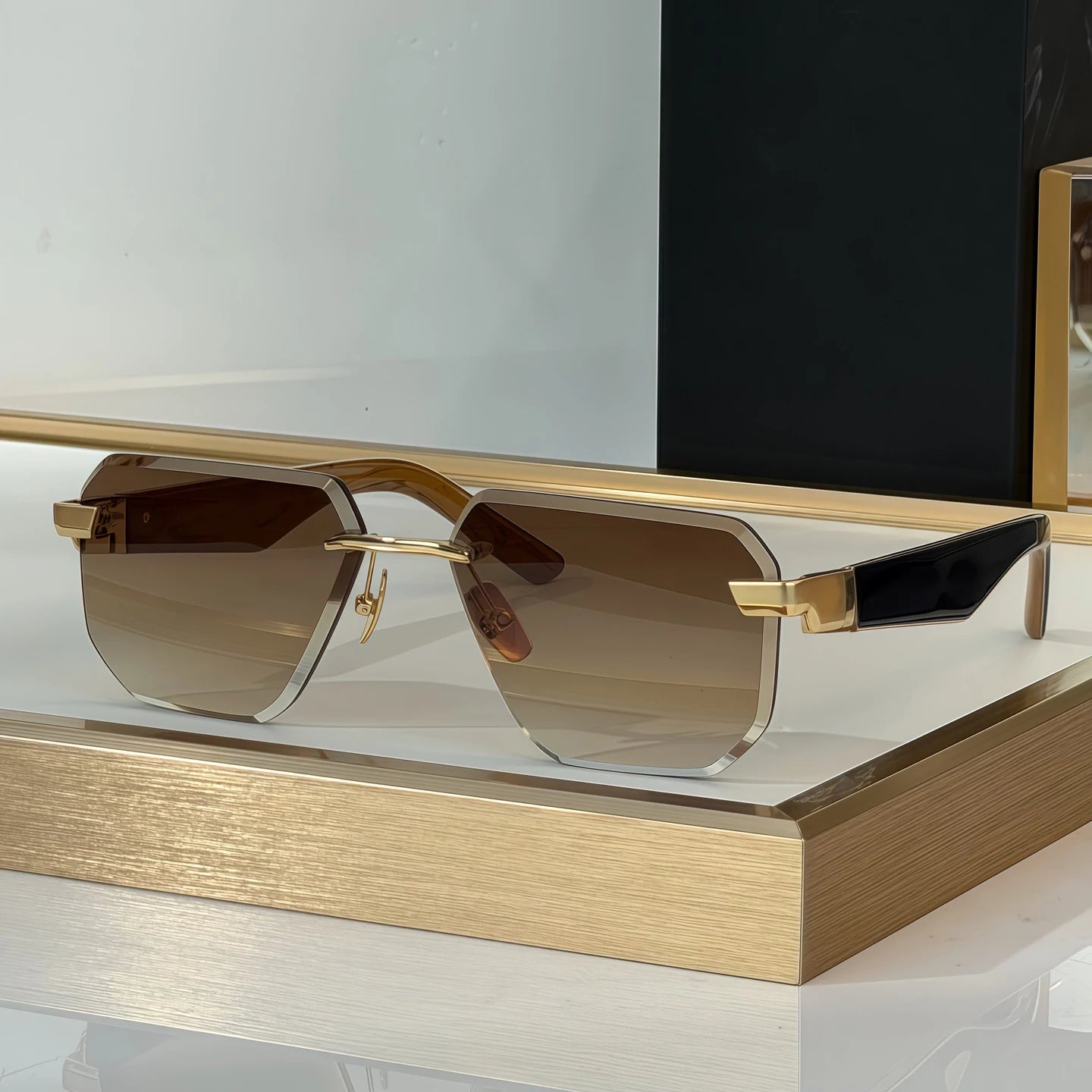Luxury Designer Sunglasses for Men Universal Fashion Metal Square Vintage Premium Eyeglasses Business Reusable Polarized