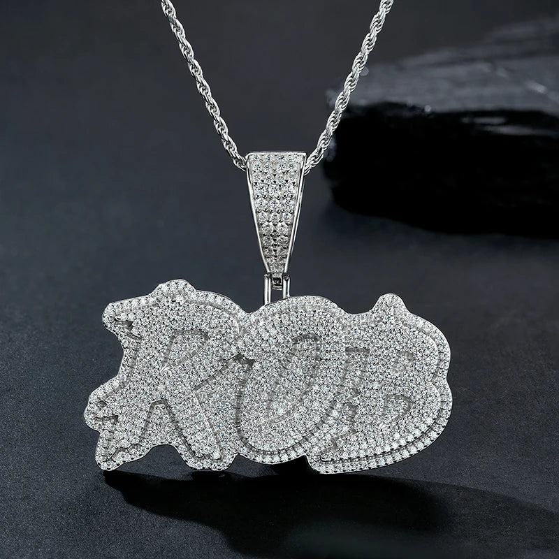 ROB Letter Moissanite Pendant GRA Certified Iced Out Mens Hip Hop 925 Silver D Color VVS Chain Pendant Fine Jewelry