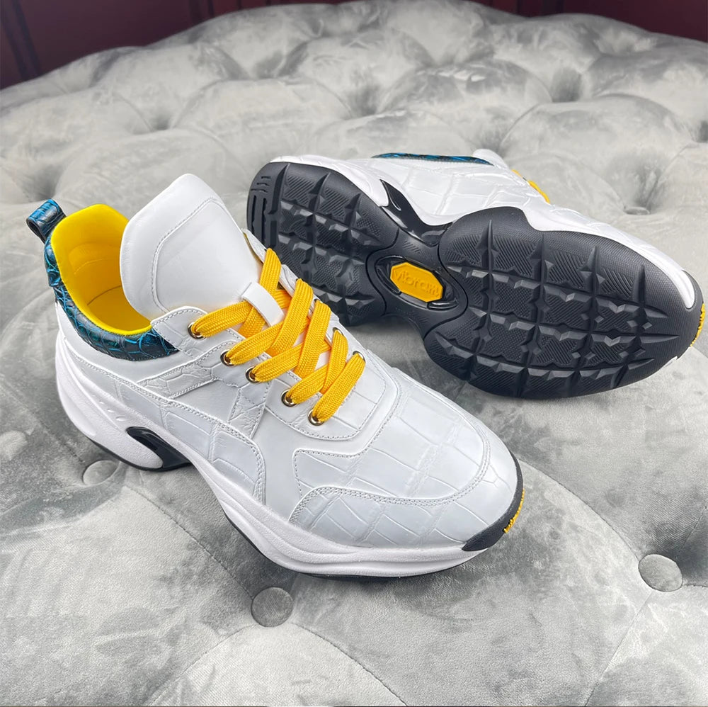 Trendy Crocodile Skin Men's Sport Shoes Luxury Sneakers Anti-slip Walking Style Fashion Sneakers Casual Shoes for Men