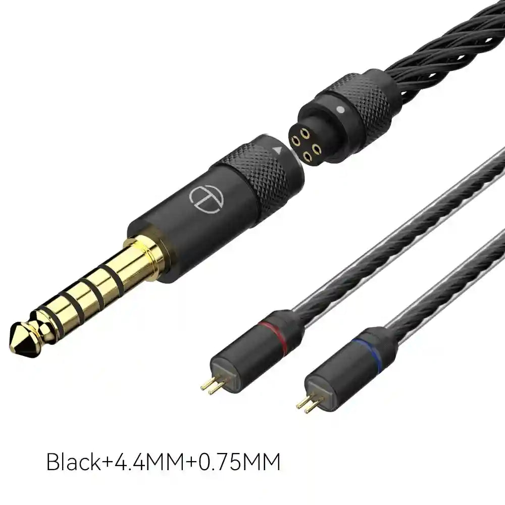 16-Core Silver Plated Replacement Cable for HiFi Headphones Black 0.75 4.4 Tidesmit