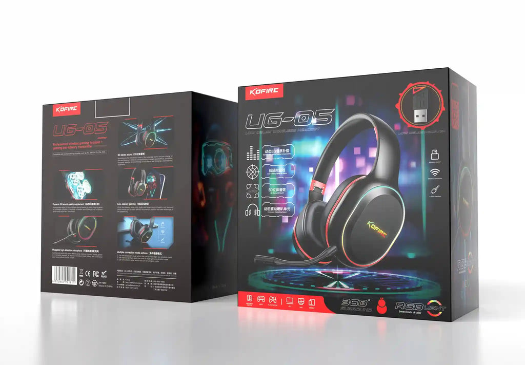 Wireless Gaming Headphones with Low Latency Audio and RGB Lights Tidesmit
