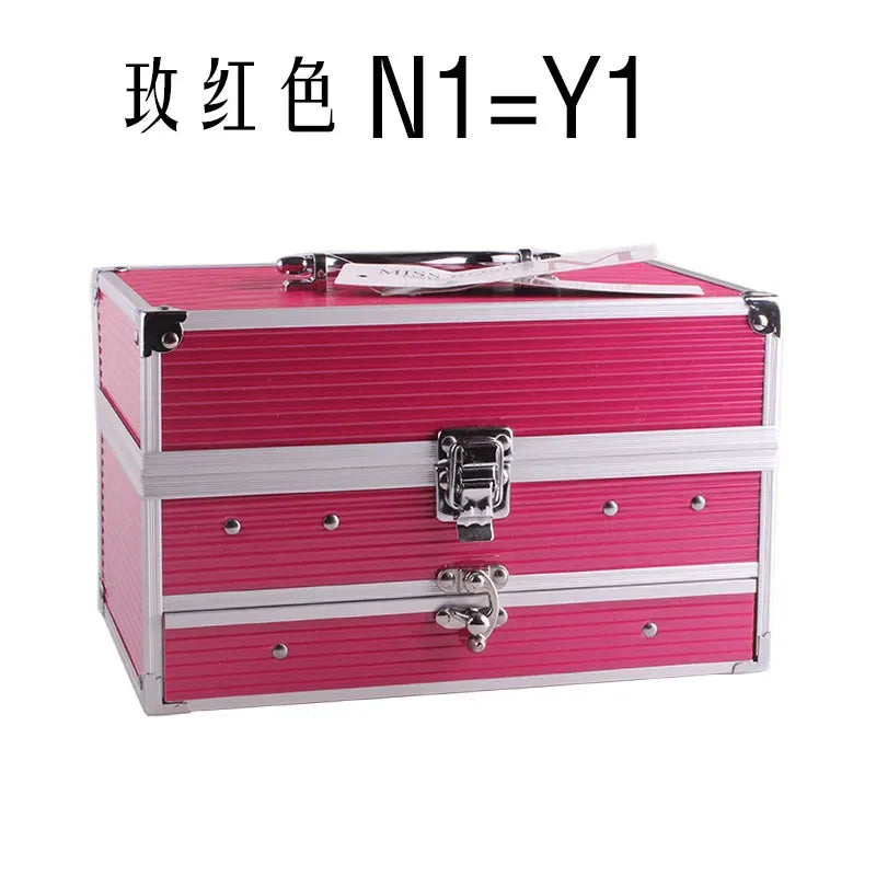 Professional Makeup Kit in Aluminum Case - Tidesmit Salon-Quality Set Professional Makeup Kits rose Red Tidesmit