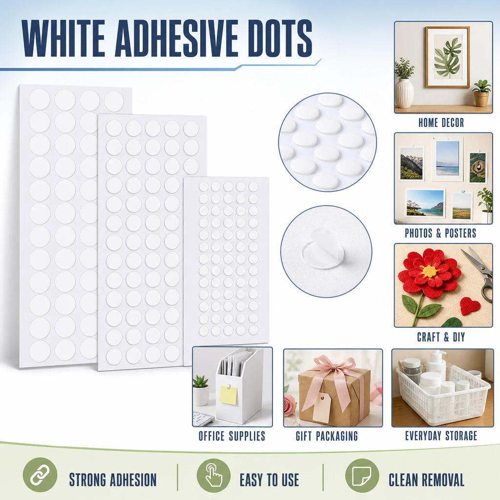 Transparent double-sided glue dot sheets, multiple round adhesive pads (20mm)