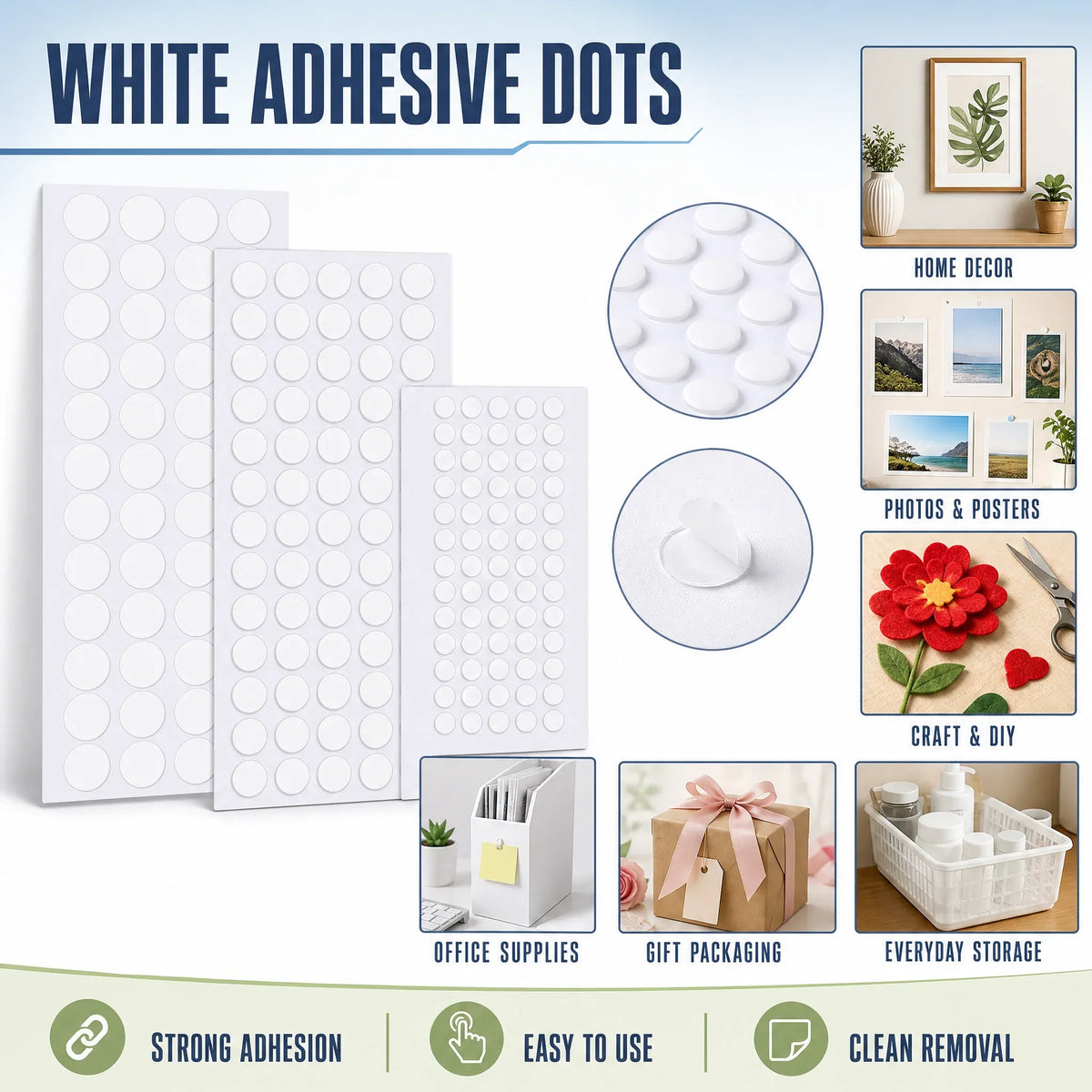 Transparent double-sided glue dot sheets, multiple round adhesive pads (20mm)