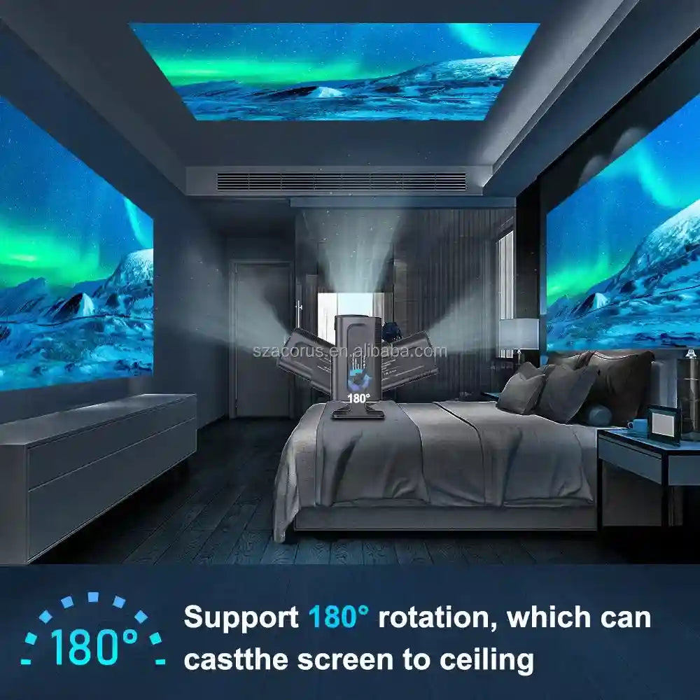 Portable 4K Projector - Smart Android Home Theater System (Black) Tidesmit