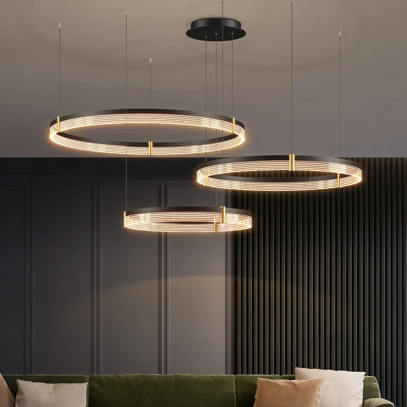 Nordic LED Ring Light Chandelier | Adjustable Color Temperature 3-Layer Tidesmit