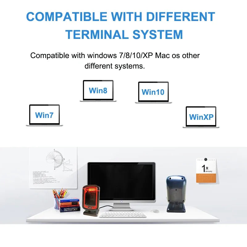 Barcode Scanner 2D All-Round Desktop Automatic Sensing Data Matrix Reader Supermarket USB Barcode Reader 1D 2D QR Code