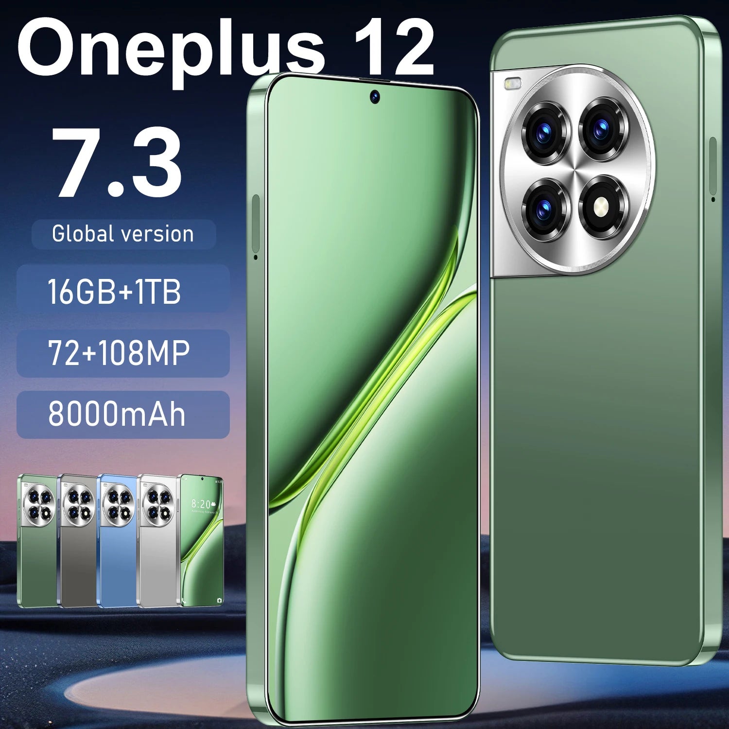 OnePlus 12 5G Smartphone 1TB 16GB RAM AMOLED Display Blue Tidesmit
