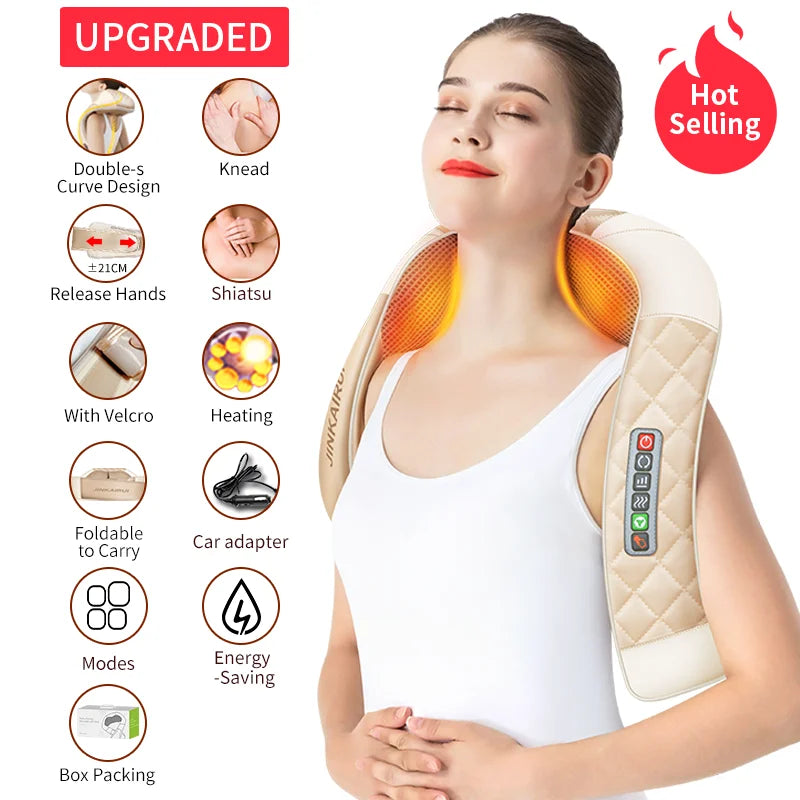 Neck and Shoulder Massager with 16 Heating Nodes - Tidesmit EU Relaxation Treatment UPGRADED MASSAGER-EU Tidesmit