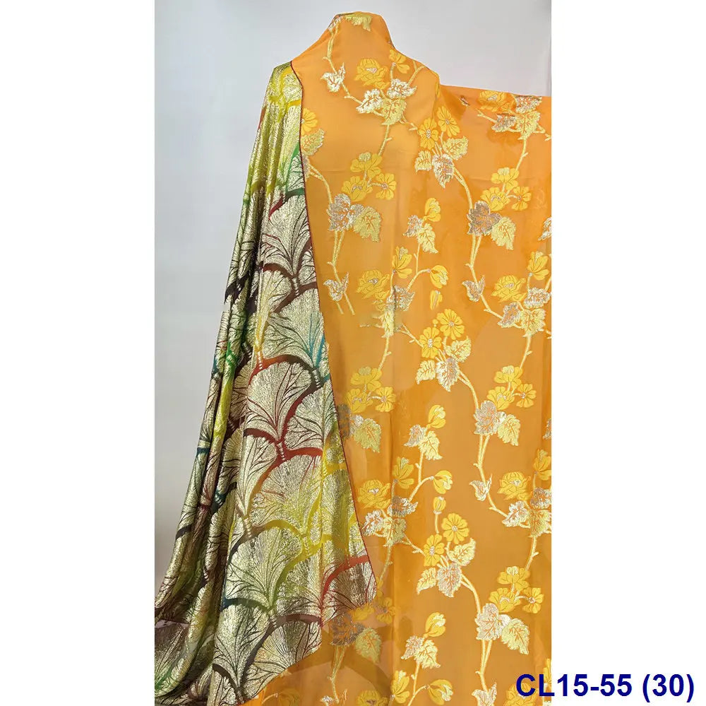 Lisami RTS Luxury Silk Fabric Elegant Multi-Color 3D Metallic Handcut for Dresses Weddings and Curtains