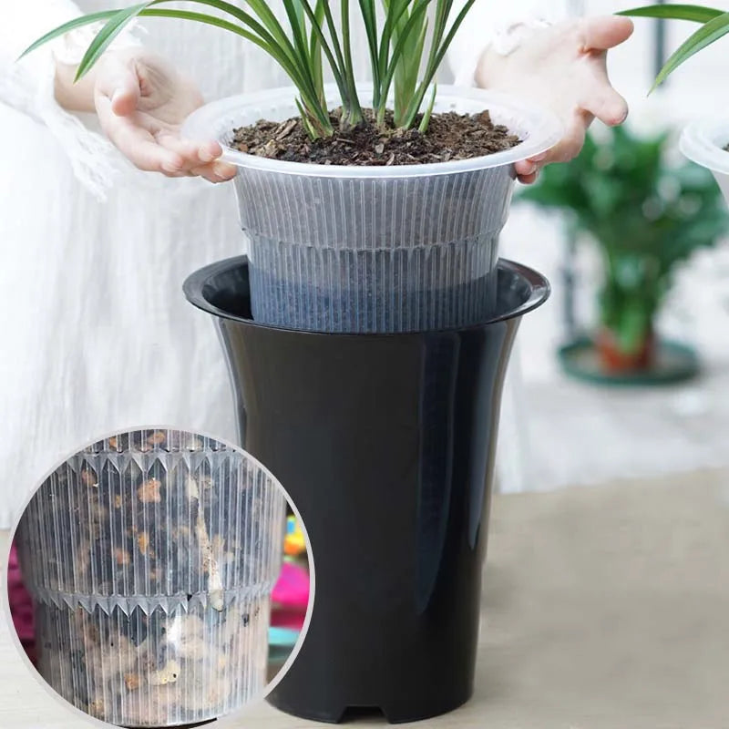 Orchid Pots with Air Holes Cymbidium Planter High Waist Plastic Flower Pot Excellent Drainage Garden Kits Double Layer Durable