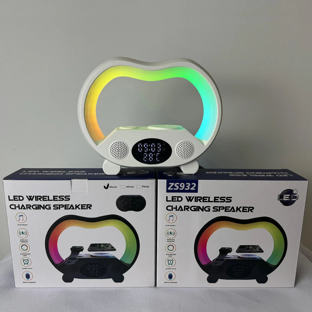 Wireless Charging Alarm Clock with RGB Lamp and Bluetooth Speaker Tidesmit