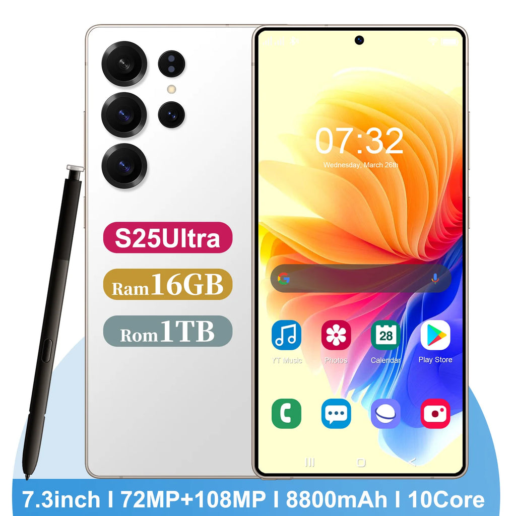 S25 Ultra 5G Smartphone 1TB 16GB RAM Dual SIM 7 Inch OLED Tidesmit