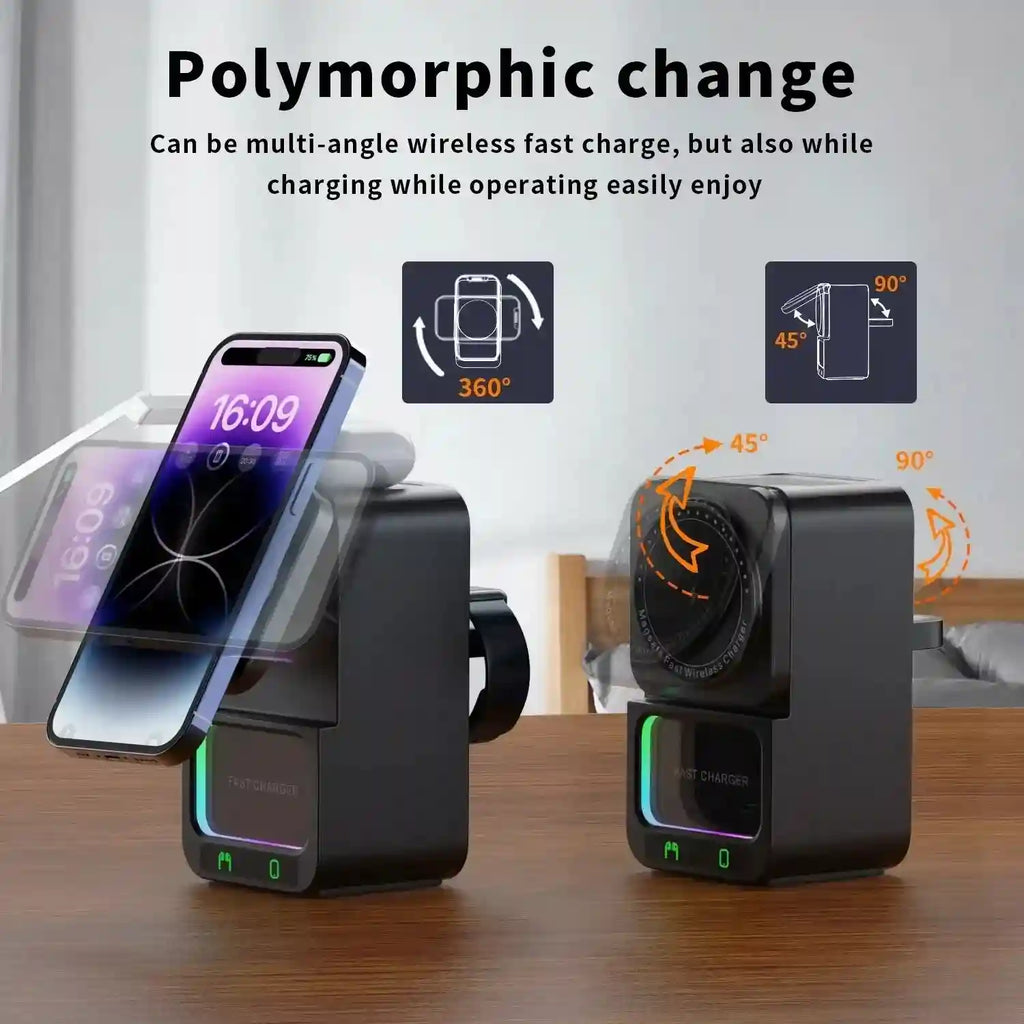 5-in-1 Wireless Charger Bluetooth Speaker with RGB LED | Tidesmit Tidesmit
