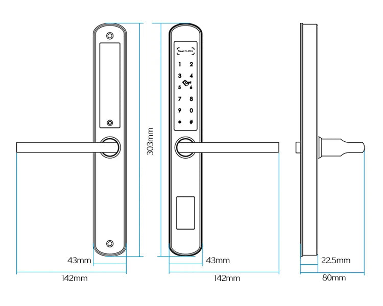 TTLock App Smart Sliding Lock WIFI Electronic Door Lock Bluetooth Digital APP Keypad Code RFID Card Keyless Lock For Hotel/Home