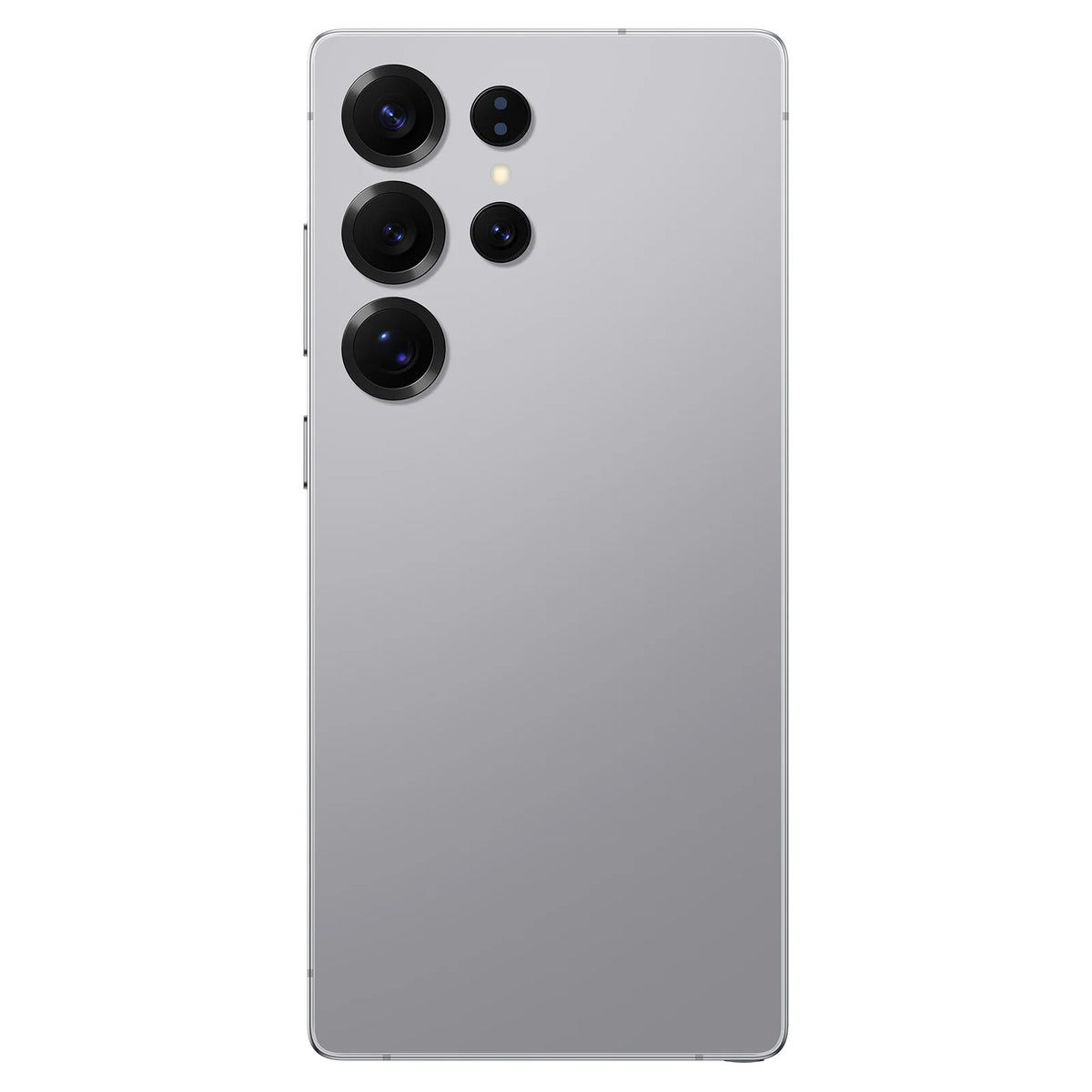 White smartphone back with quad camera module and circular flash