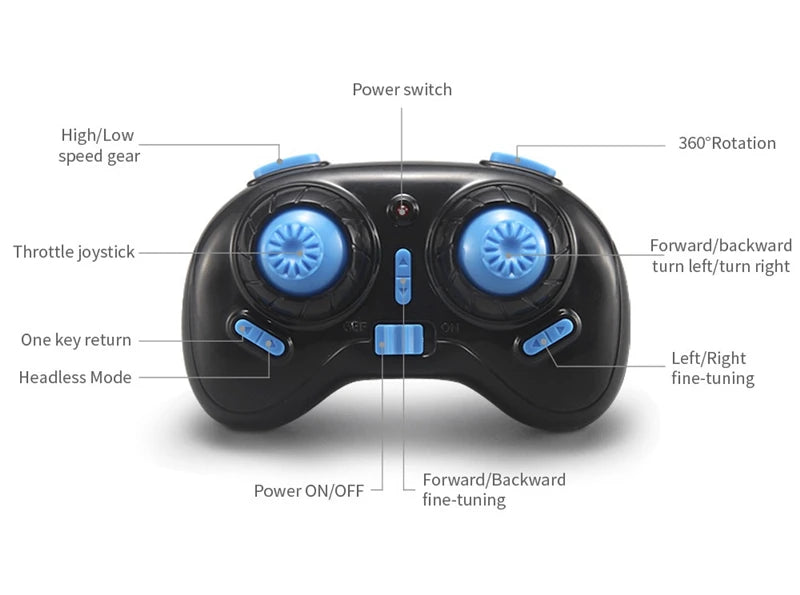 Mini Foldable Drone - 6-Axis Stability 2.4G Toy - Blue/Black Tidesmit