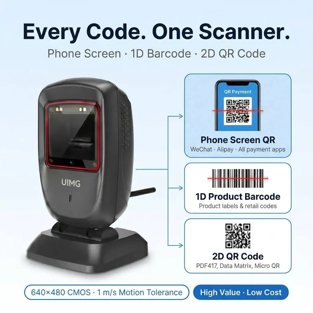 FS30 Budget-Friendly 2D QR Code Presentation Scanner USB Plug & Play for Convenience Store Mobile Cashier