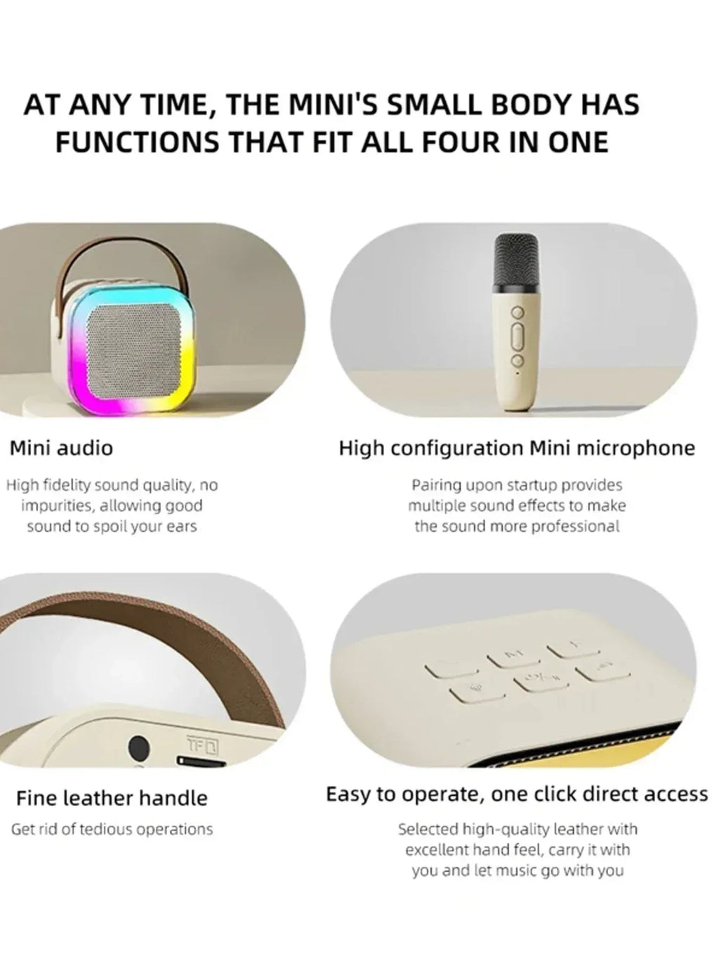 1 Mic K12 Karaoke Machine Bluetooth Speaker Wireless Microphones RGB LED Colorful Lights Ambient Lighting Singing Speaker My Store