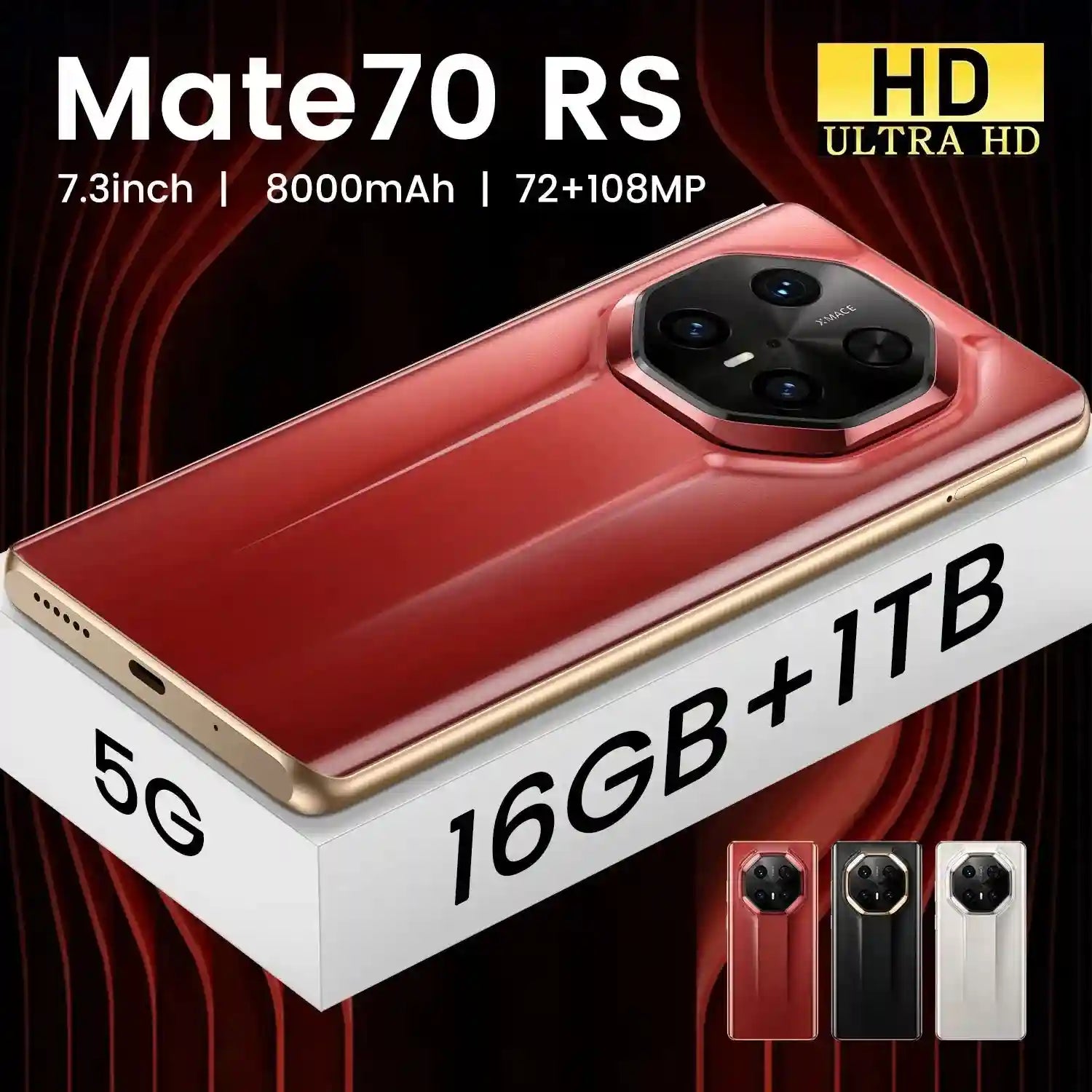 Brand New 5G for MT 70 RS Deca Core Smartphone 7.3 Inch 144Hz Curved Screen 16GB+1TB Memory 108MP Rear English Spanish Tidesmit