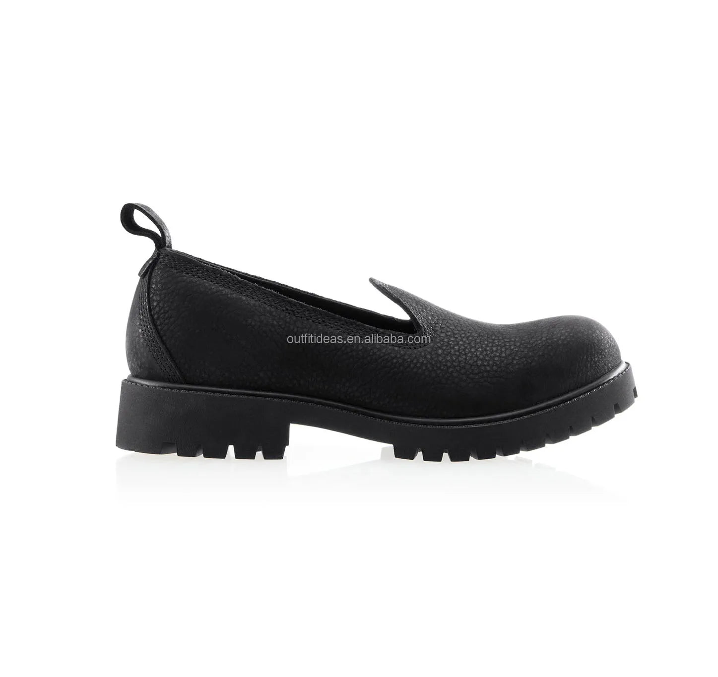 Unisex Men Women 100% Leather Loafers Round Toe Wedding Beach Embossed Cobranding Men Slip on Loafer Black Premium Slip-On Shoe