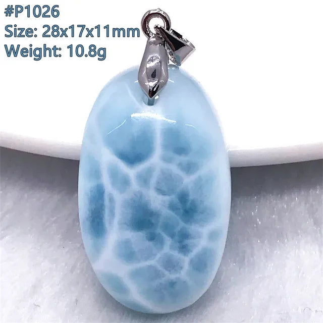 Natural Blue Larimar Trendy Necklace Pendant Women Men Gift Beads 925 Sterling Silver Dominica Water Drop Crystal Stone Jewelry