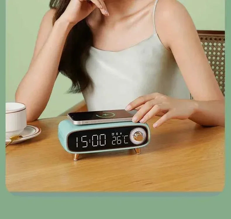 Portable Bluetooth Speaker with Wireless Charger and Alarm Clock My Store