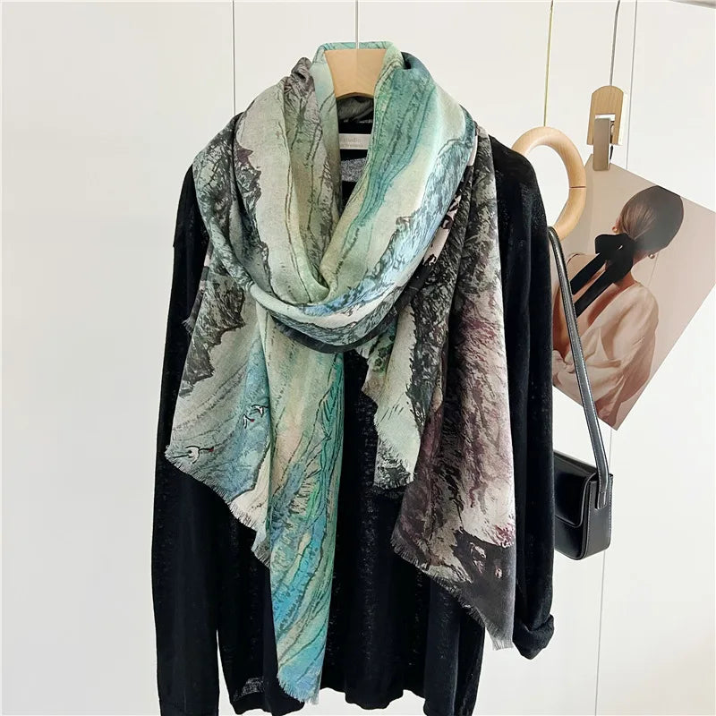 New Designer Warm Soft Pashmina Neck Scarves Shawl Blanket Water Soluble Lambs Luxury Wool Scarf