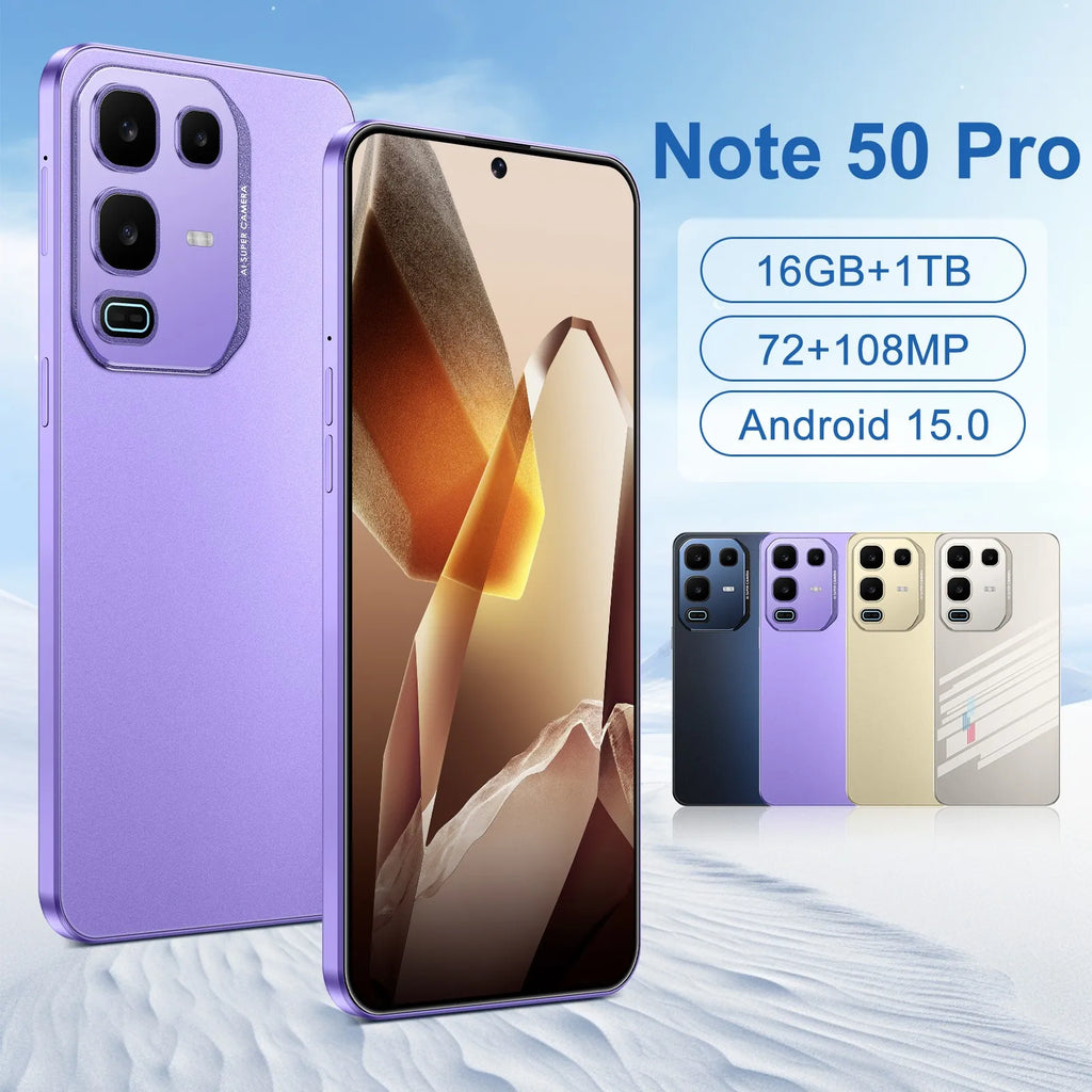 Tidesmit Note 50 Pro 5G smartphone with 7.3 inch display 1TB storage and 108MP camera global version