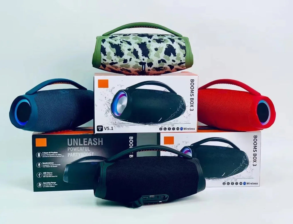 Portable Bluetooth Speaker 80W Heavy Bass - Black Waterproof Wireless Audio My Store