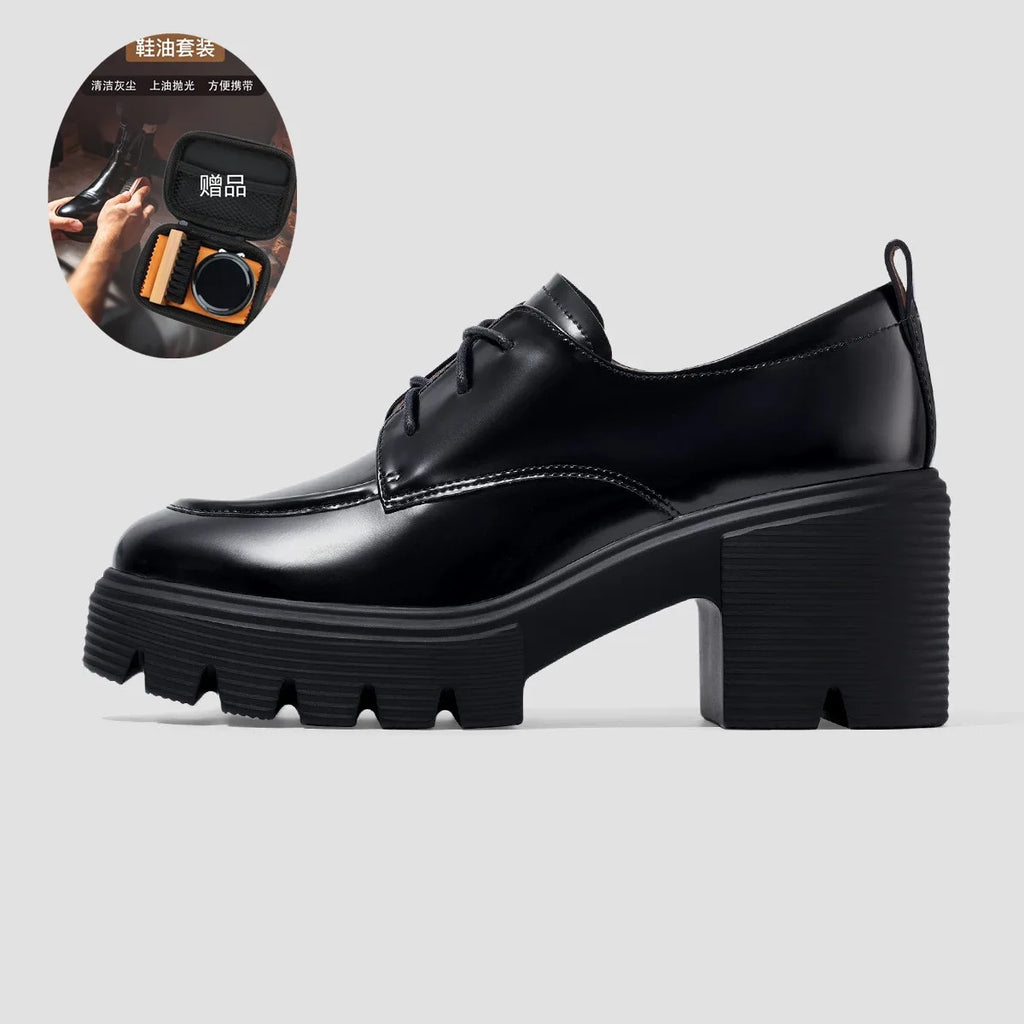 Personalized High-quality Women's Single Shoes. Women's Loafers with Thick Heels for Heightening. Small Leather Shoes.