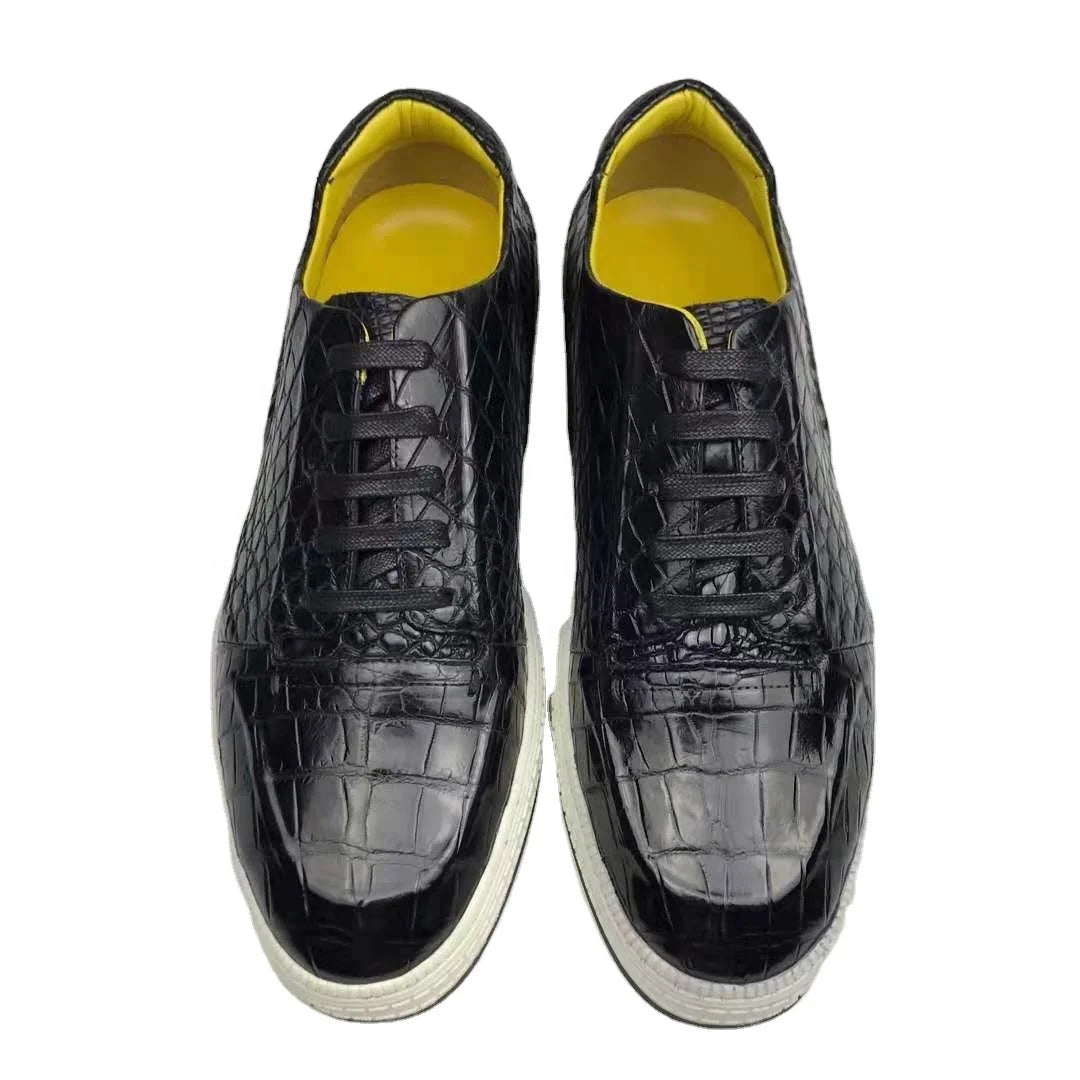 Crocodile Leather New Comfortable China Shoes Men's Sneakers Handmade Ladies Shoes Sneakers Custom Walking Sports Shoes Men